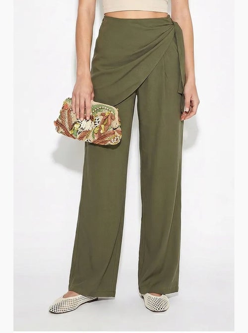 Pantalones de crepé de tiro alto y pernera ancha lucci - Kiabi