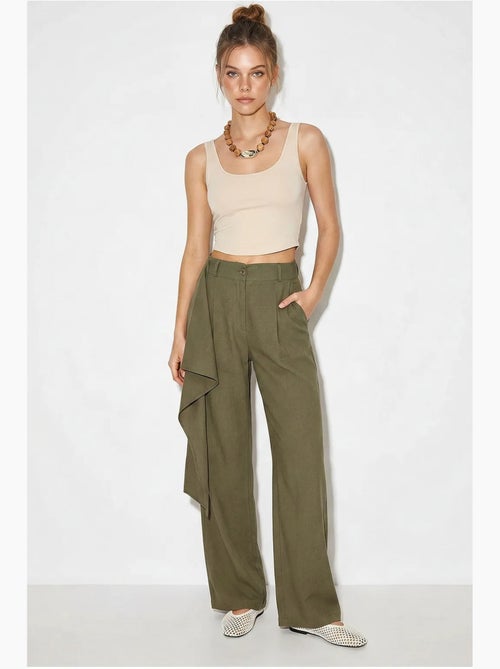 Pantalones de crepé de tiro alto y pernera ancha lucci - Kiabi