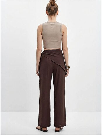 Pantalones de crepé de tiro alto y pernera ancha lucci
