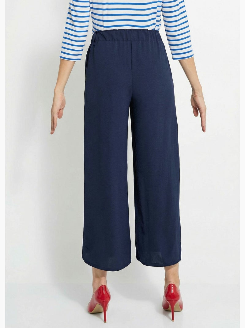 Pantalones de crepé fluidos de pierna ancha - Afibel Azul marino - Kiabi