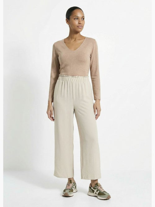 Pantalones de crepé fluidos de pierna ancha - Afibel - Kiabi