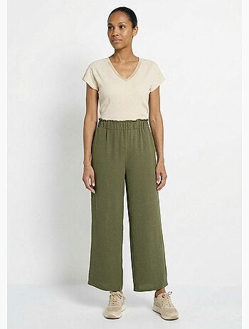 Pantalones de crepé fluidos de pierna ancha - Afibel