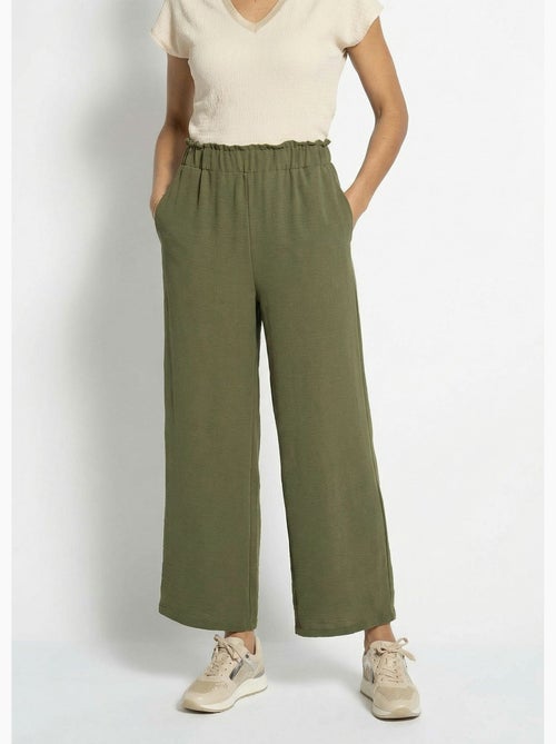 Pantalones de crepé fluidos de pierna ancha - Afibel - Kiabi