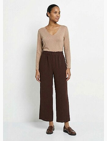 Pantalones de crepé fluidos de pierna ancha - Afibel