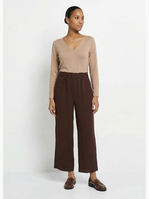 Pantalones de crepé fluidos de pierna ancha - Afibel - Kiabi