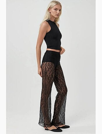 Pantalones de encaje acampanados de cintura alta hiccup