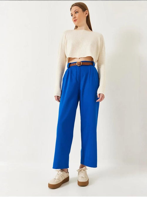 Pantalones de gabardina con puente grueso y cinturón lucci - Kiabi