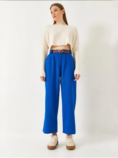 Pantalones de gabardina con puente grueso y cinturón lucci - Kiabi