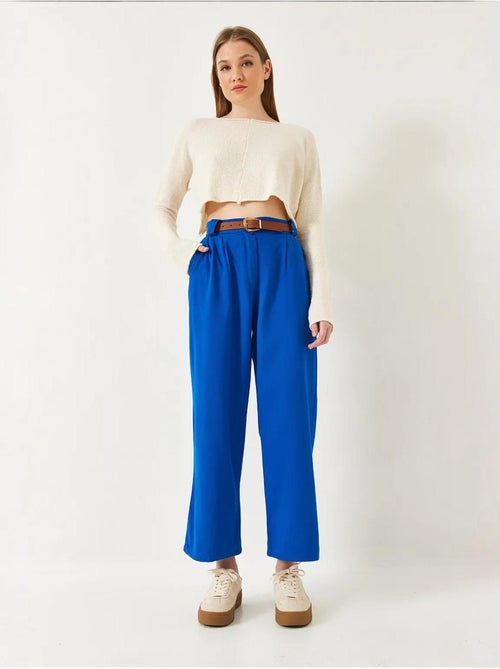 Pantalones de gabardina con puente grueso y cinturón lucci - Kiabi