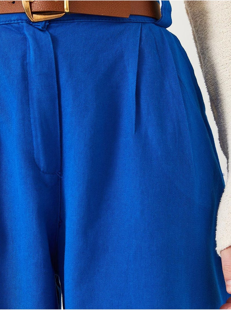 Pantalones de gabardina con puente grueso y cinturón lucci Azul eléctrico - Kiabi