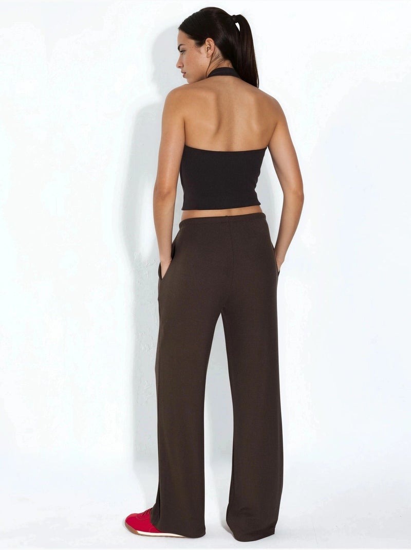 Pantalones de jersey de pierna ancha busem Marrón chocolate - Kiabi