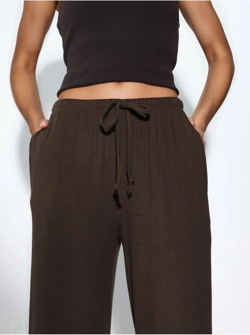 Pantalones de jersey de pierna ancha busem Marrón chocolate - Kiabi