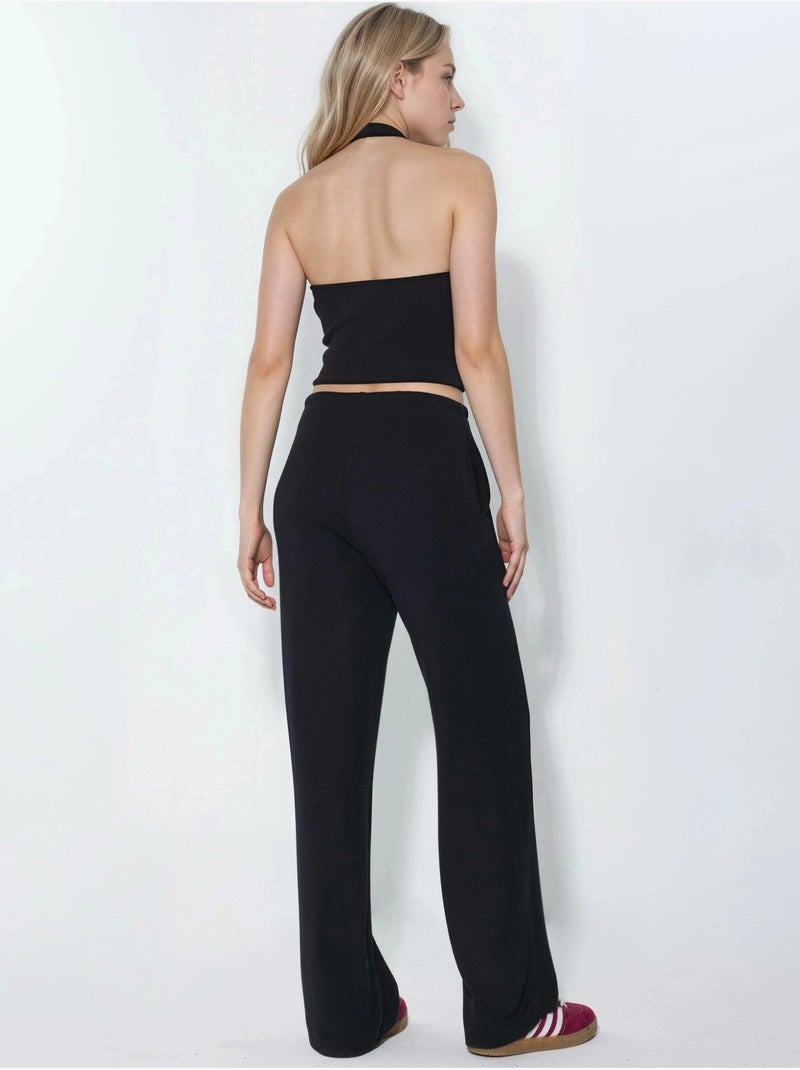 Pantalones de jersey de pierna ancha busem Negro - Kiabi