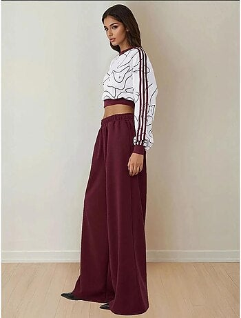 Pantalones de jersey de pierna ancha con cintura elástica