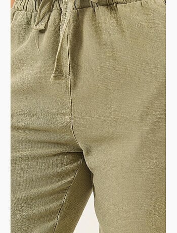 Pantalones de lino con cintura anudada y pernera cónica de bianco con bolsillos lucci