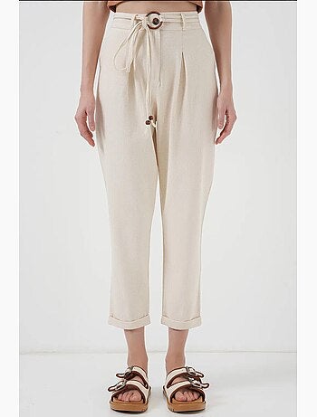 Pantalones de lino con cinturón bdart