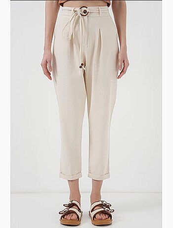 Pantalones de lino con cinturón bdart
