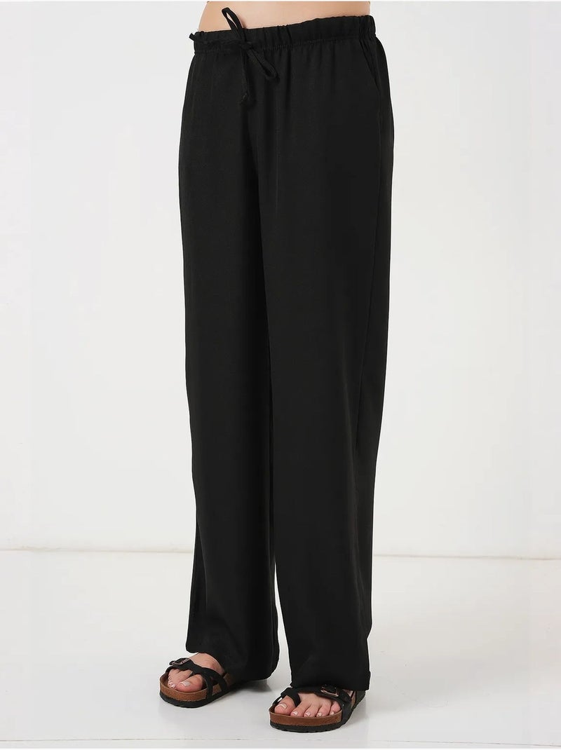 Pantalones de lino de pierna ancha bdart Negro - Kiabi