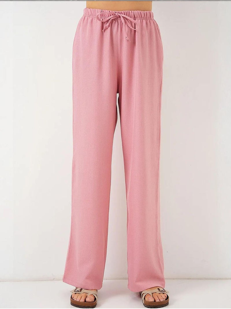 Pantalones de lino de pierna ancha bdart Rosa pálido - Kiabi