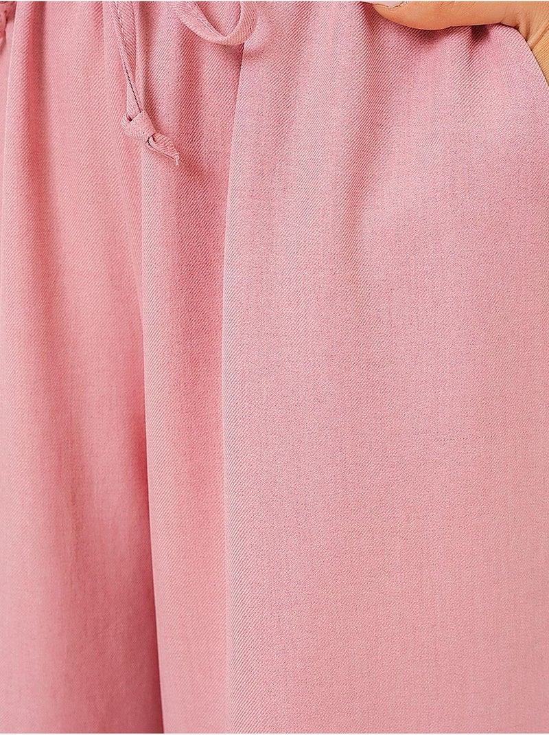Pantalones de lino de pierna ancha bdart Rosa pálido - Kiabi