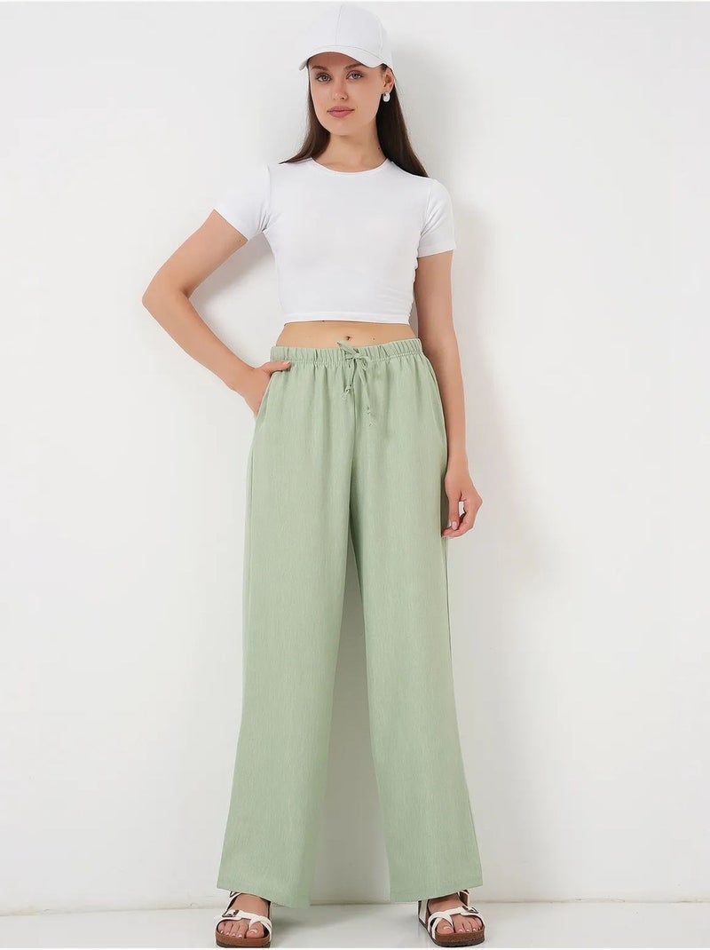 Pantalones de lino de pierna ancha bdart Verde menta - Kiabi