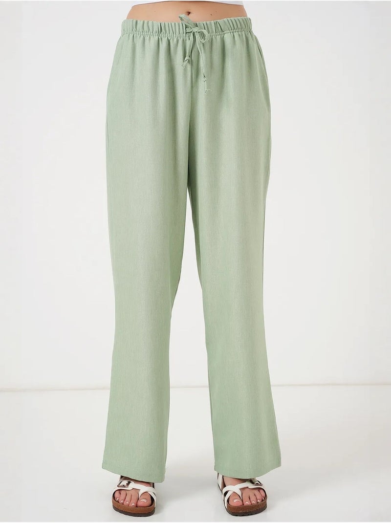 Pantalones de lino de pierna ancha bdart Verde menta - Kiabi