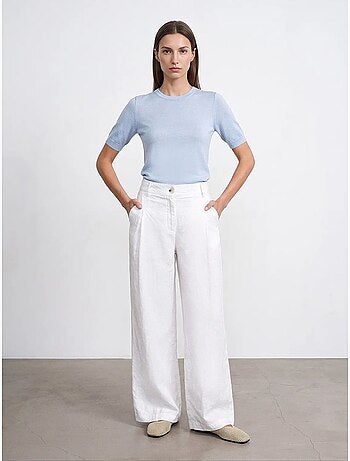 Pantalones de lino de tiro alto y pernera ancha dilvin