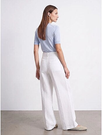 Pantalones de lino de tiro alto y pernera ancha dilvin