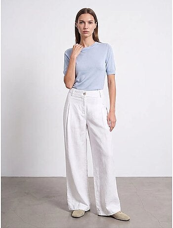 Pantalones de lino de tiro alto y pernera ancha dilvin