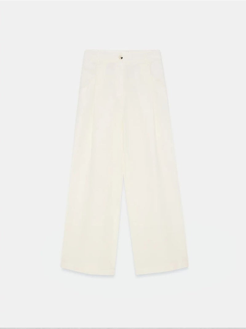 Pantalones de lino de tiro alto y pernera ancha dilvin Blanco - Kiabi