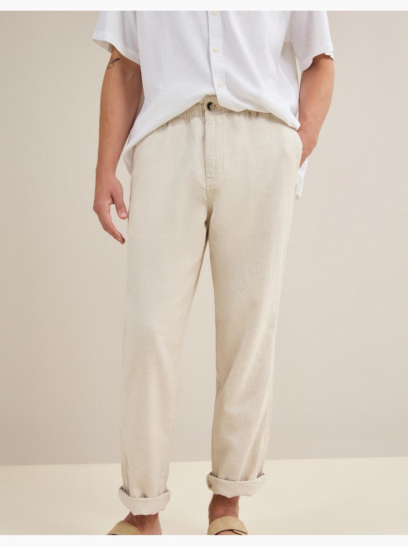 Pantalones de lino, MO Fashion Beige - Kiabi
