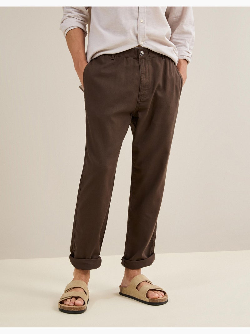 Pantalones de lino, MO Fashion Marrón - Kiabi