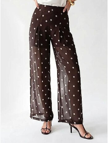 Pantalones de lunares de tiro alto y pernera ancha mixray