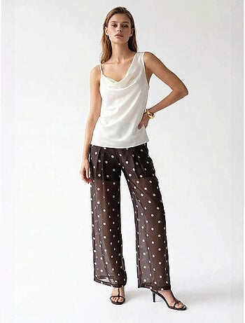 Pantalones de lunares de tiro alto y pernera ancha mixray