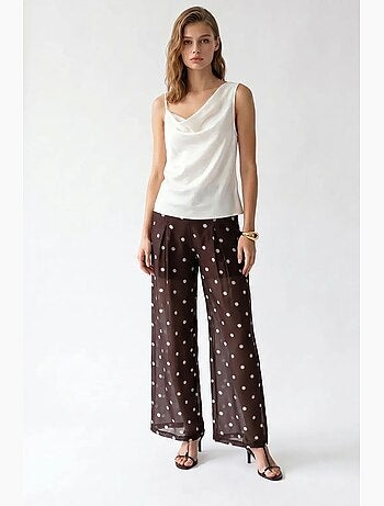 Pantalones de lunares de tiro alto y pernera ancha mixray