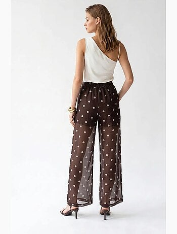 Pantalones de lunares de tiro alto y pernera ancha mixray