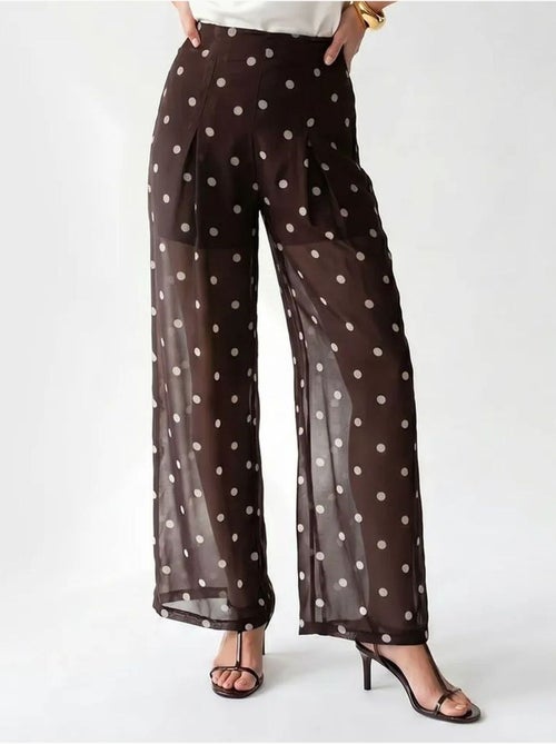 Pantalones de lunares de tiro alto y pernera ancha mixray - Kiabi