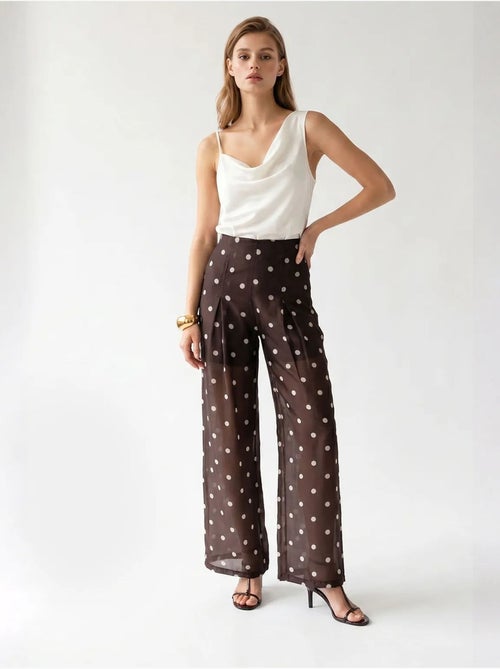Pantalones de lunares de tiro alto y pernera ancha mixray - Kiabi