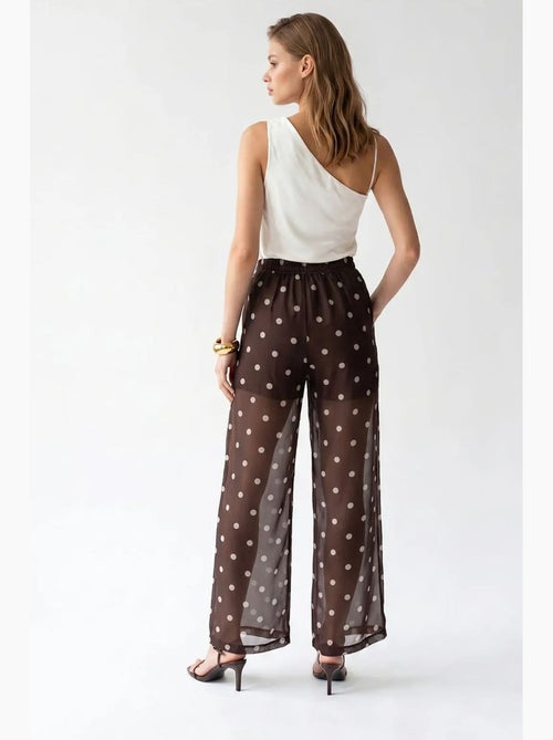 Pantalones de lunares de tiro alto y pernera ancha mixray - Kiabi