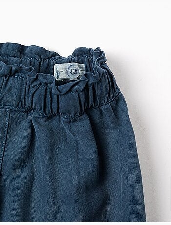 Pantalones de lyocell de pierna ancha con cintura elástica