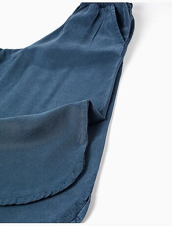 Pantalones de lyocell de pierna ancha con cintura elástica