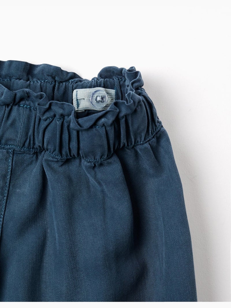 Pantalones de lyocell de pierna ancha con cintura elástica Azul oscuro - Kiabi