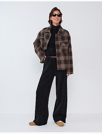 Pantalones de malla de pierna ancha con entrelazado, mo fashion
