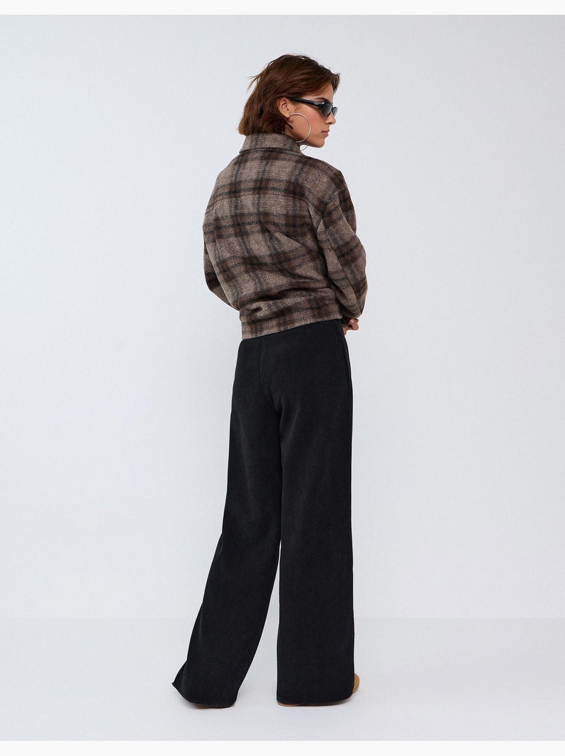 Pantalones de malla de pierna ancha con entrelazado, mo fashion Negro - Kiabi