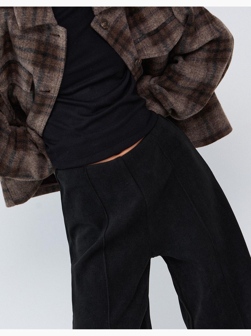 Pantalones de malla de pierna ancha con entrelazado, mo fashion Negro - Kiabi