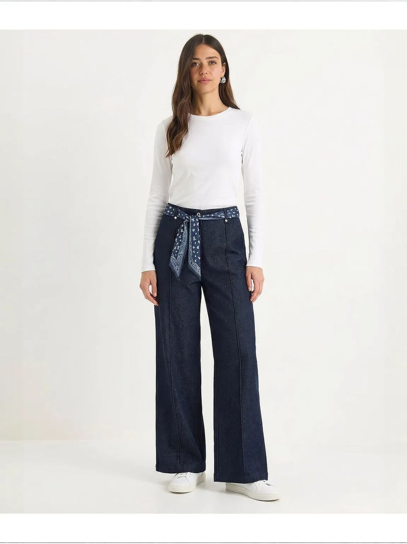 Pantalones de mujer de algodón elástico lucci Azul ultramar - Kiabi
