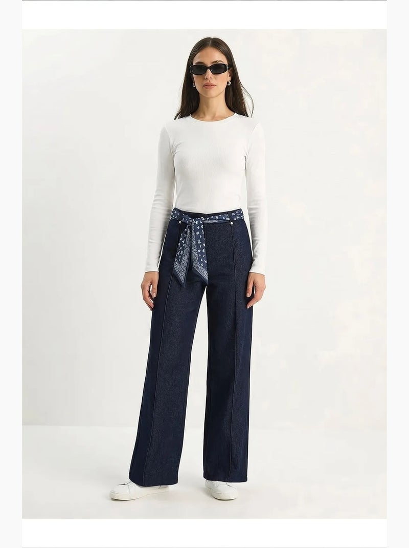 Pantalones de mujer de algodón elástico lucci Azul ultramar - Kiabi