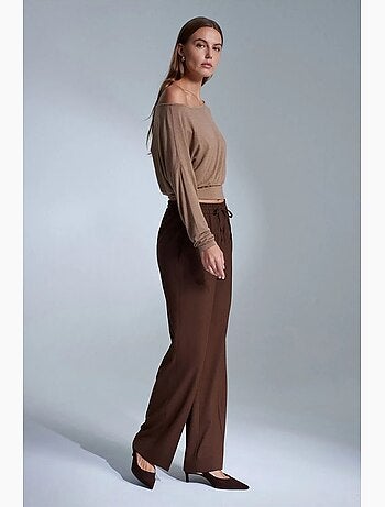 Pantalones de mujer de crepé de pernera recta dilvin