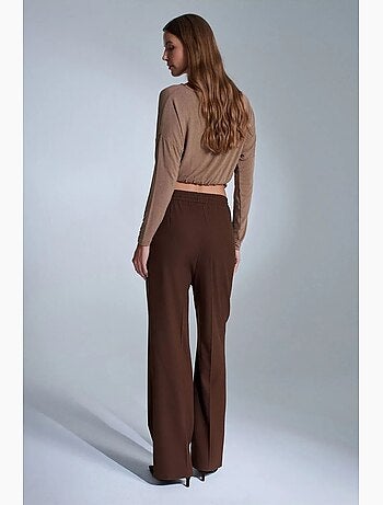 Pantalones de mujer de crepé de pernera recta dilvin