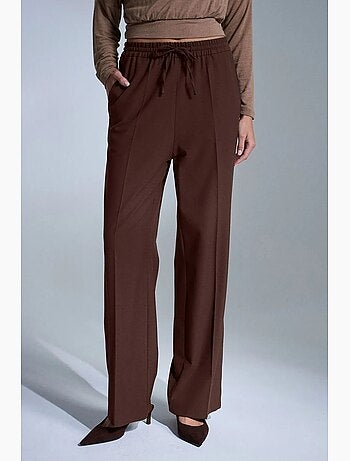 Pantalones de mujer de crepé de pernera recta dilvin